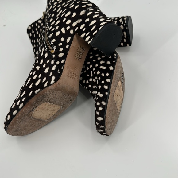 J. Crew Collection Side Zip Ankle Block Heels Spotted Leopard Calf Hair 9 - Picture 7 of 8